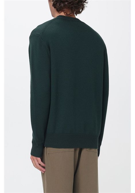 Paolo Pecora Crew-Neck Sweater in Wool with Ribbed Trims in Green Men's PAOLO PECORA |  | A028 F0095588